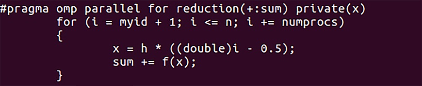 The “for” loop is modified so each process will operate on a subset of the iterators